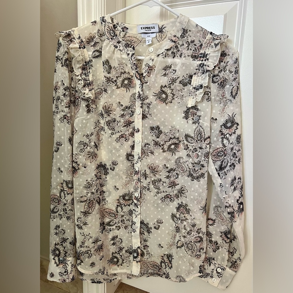 Express portofino button down semi sheer blouse. Size S slim fit